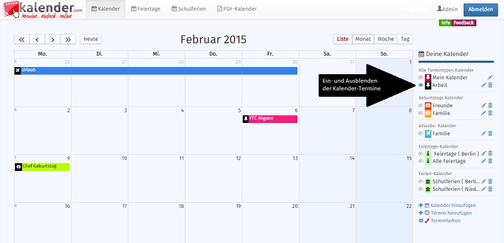 Infos zum Online Terminkalender - Kalender.com